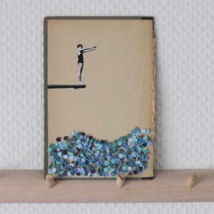 Konfetti-Collage Sprung ins kalte Wasser